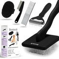 Dog Slicker Brush for Dogs Grooming Kit 4PCS | Large Dog Brush for Goldendoodles Poodles Doodles | Long Pin Haired Brush | Poodle Brushes and Comb (Black)