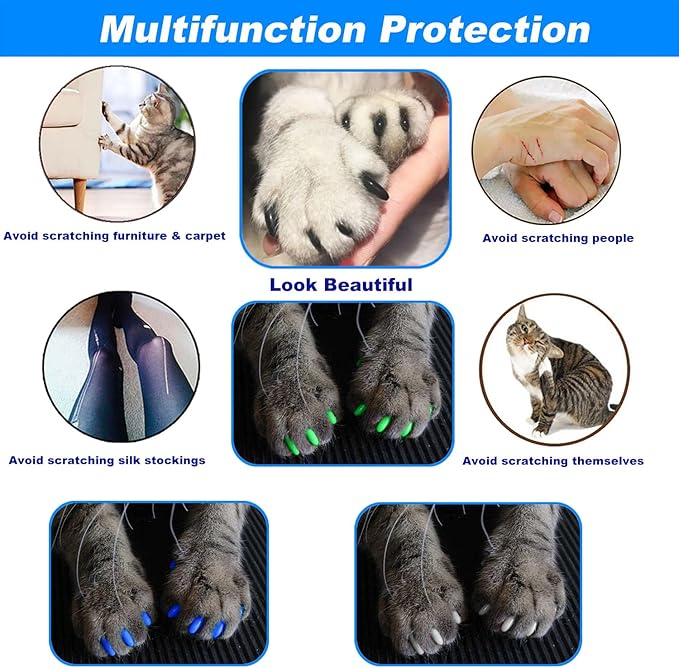 VICTHY 100pcs Boy Cat Nail Caps | Cat Nail Covers Cat Claw Covers for Boy Cat with Adhesive Glue and Applicators (S)