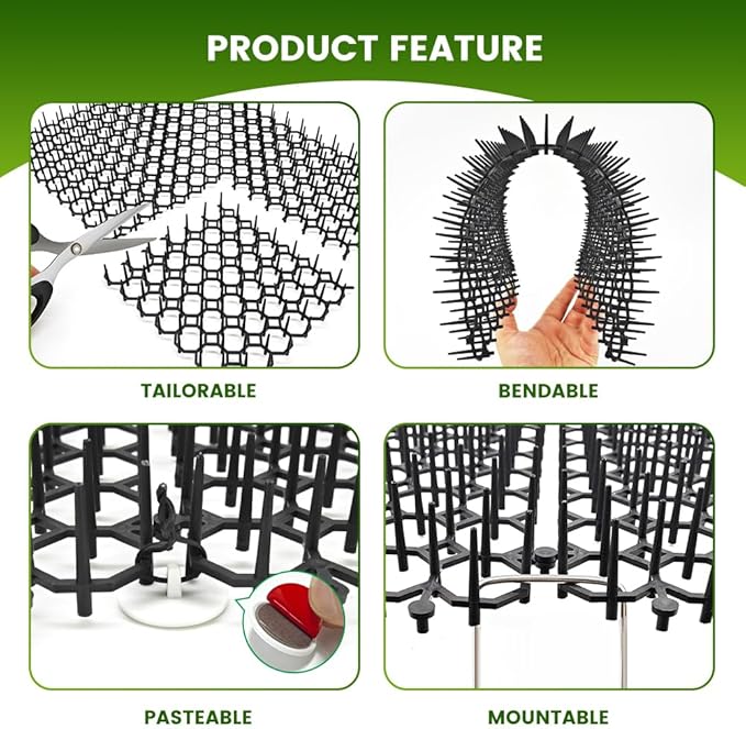 Ley's 16 Pack Scat Mat for Cats, 16 X 13 Inch Cat Deterrent with Spikes Outdoor & Indoor, Anti Cat Mat for Yard, Garden Fence Animal Barrier