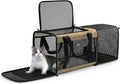 Expandable Pet Carrier for Dogs & Cats, Large Travel Bag with 5 Mesh Windows, 2 Entrances, Locking Zippers & Padded Straps,L