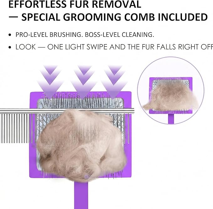 Slicker Brush for Dogs, Large Long Pin Dog Grooming Brush for Doodles Goldendoodles Poodles Labradoodle Bernedoodles, 3 Pcs Wooden Handle for Mats Tangles - Purple