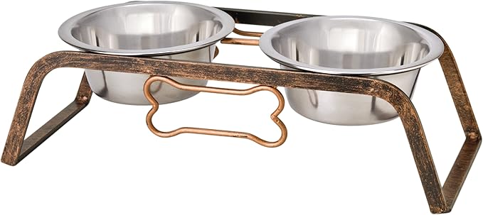 Loving Pets Elevated Dog Bowls – Raised Stainless Steel Dog Bowls with Steel Stand – Non-Skid, No Spill Feeder for Small, Medium & Large Dogs – Easy to Clean, Durable Raised Dog Feeding Station