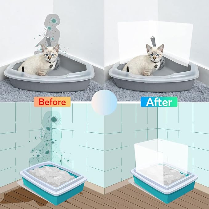 6 Pcs Cat Litter Box Pee Shields, Easy Clean Anti-Splashing Flexible High Side Litter Pan Cat Pee Shields- Litter Box Not Included