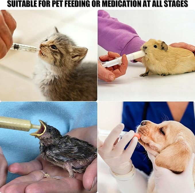 Pet Feeding Syringe with Nipple, Silicone Feeding Tools for Kitten Puppy Feeding Syringe for Newborn Cat Dog Small Animals Rabbits (10ml+12ml)