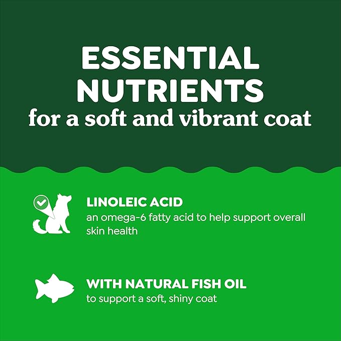Greenies Supplements Dog Skin and Coat Supplements with Omega 3 Fatty Acids & Fish Oil for Dogs, Chicken Flavor, 14.7 oz, 80 Count