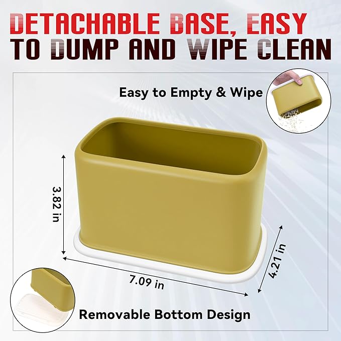 Metal Cat Litter Scoop with Holder, Heavy Duty Cat Scooper for Litter Box, Large Deep Sifter Shovel with Dual-Hole Design (10mm/5mm) for Pellets, Pine & Clay, Non-Stick Scraping Edge, Yellow
