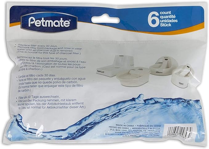 Petmate 6 Count Fresh Flow Replacement Filter,Gray