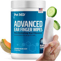 Pet MD Advanced Ear Finger Wipes for Dogs & Cats - Non-Irritating Ear Wipes & Ear Cleaner - Pet Safe Cleaner to Aid in Itchiness and Odor - Cucumber Melon (50ct)
