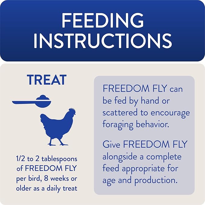 FLOCKLEADER Freedom Fly, All American Dried Black Soldier Fly Larvae Poultry Treats, 1 lb