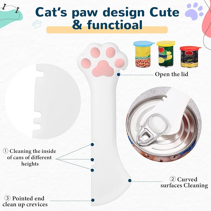 Uiifan Cat Food Lid Cat Food Can Covers Lids 8 Pcs Pet Can Supplies Set 5 Silicone Wet Kitten Foodstuff Tin Covers Lids 2 Silicone Dog Spoons 1 Paw Shape Multifunctional Opener for Pets(Multicolor)