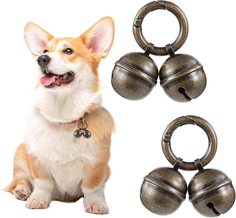 4 Pcs Dog Bells for Collar, Bells for Dog Collars with Quick Clips, Copper Pet Tracking Bell for Cats & Dogs