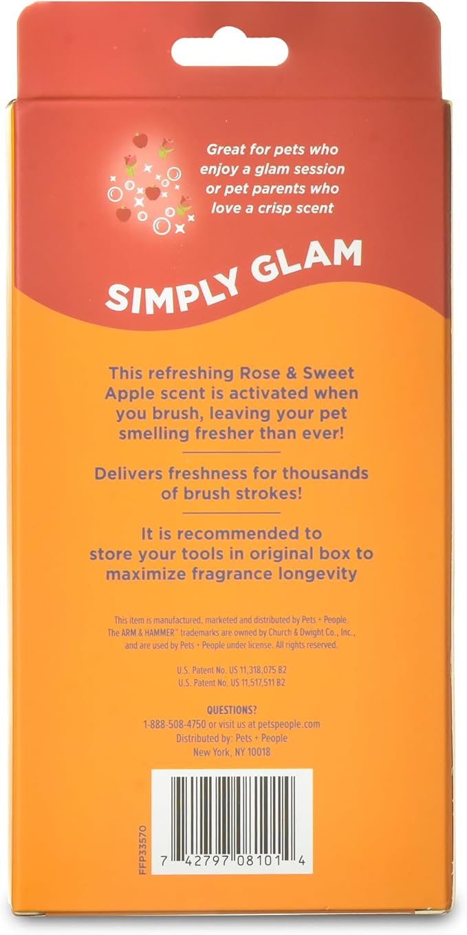 Arm & Hammer Deodorizing Slicker Brush for Dogs with Fragrance Transfer Technology – Scented Self-cleaning Dog Brush - Dog Grooming Brush for Shedding, Sweet Apple & Rose Scent
