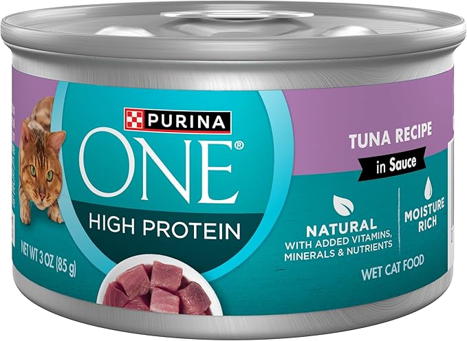 Purina ONE Natural, High Protein Cat Food, Tuna Recipe in Sauce - (Pack of 24) 3 oz. Pull-Top Cans