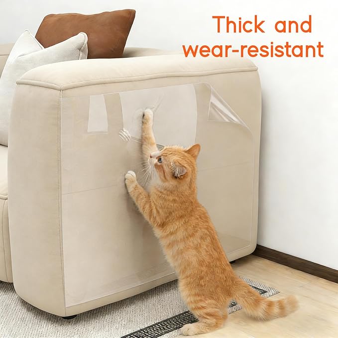 36 Pcs Cat Scratch Furniture Protector with Securing Pins, Extra Thick Transparent Couch Protector from Cat Claws, Strong Hold Anti Scratch Deterrent Sofa Guard