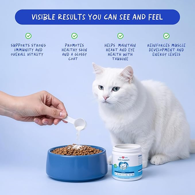 Multivitamin for Cats - 4oz Powder - L-Lysine, Taurine, and Spirulina for Immune Support and Eye Health - Fish Oil & Vitamins for Skin and Heart Health. (for Cats)