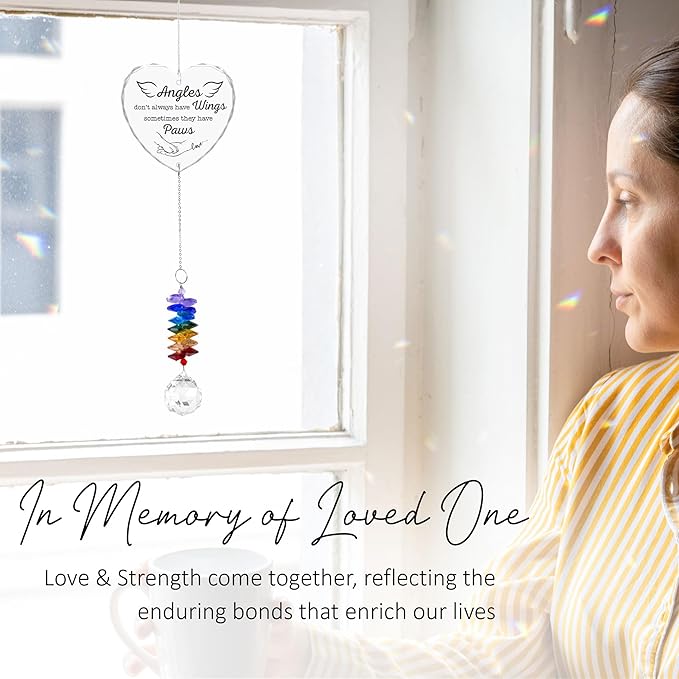 Glass Ornament Suncatcher - Angels Don't Always Have Wings - Dogs Memorial Sympathy Gift - Mother's Day for Mom Dad Dog Lover - Bereavement Keepsake - Daily Remembrance