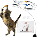 Whiskertons Interactive Bird Simulation Cat Toy Set, Interactive Cat Toys for Indoor Cats, Cat Feather Toy, Self-Holding Suction Base, 5 Replacement Birds, Feathers & Bells, Realistic Bird Impression