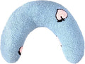 Lystaii Cat Pillow for Indoor Pet Cat Dog Calming Pillow Soft Fluffy Cat Bed Pillow Dog Neck Pillow Pet Toy Half Donut Anxiety Relief Pet Pillow with Cute Embroidery Pattern (Blue, Peaches)