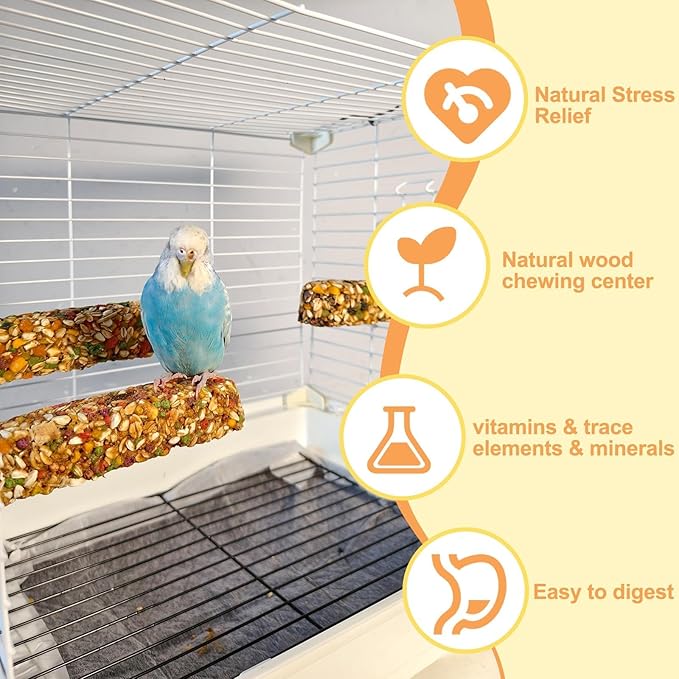 3PCS Parakeet Treat,Natural Parrots Treat Sticks,Vegetable & Grain Flavor Crunch Sticks,Bird Treats for Cockatiel Budgies Lovebirds Conure Canary Finches