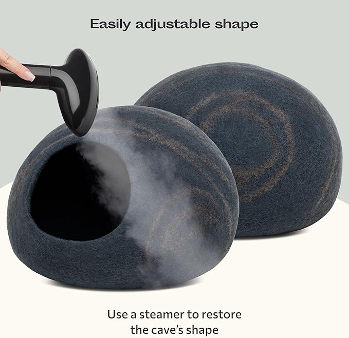 MEOWFIA Cat Cave – Premium Felt Cat Bed for Indoor Cats, Handmade Merino Wool (Slate Grey, Medium)