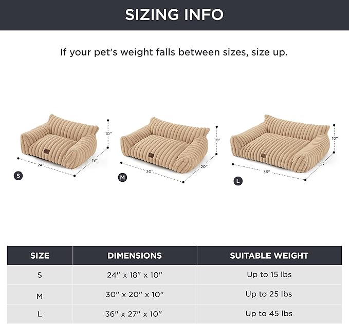 Bedsure ComfyFleece Cute Cat Couch for Pets - Fluffy Cat Sofa with Premium Soft Corduroy Fleece, Fuzzy Pet Couch Bed with Washable Cover, Supportive Pet Chair for Indoor Cats, 24inch, Sandy Beige