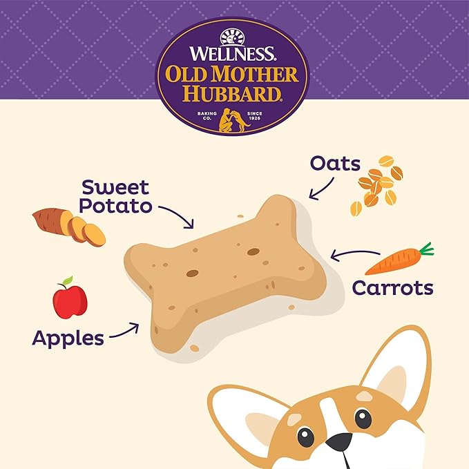 Old Mother Hubbard Wellness Just Vegg'n Dog Biscuits, Natural, Training Treats, Sweat Potato, Oats, Apples & Carrots Flavor, Mini Size, (20 Ounce Bag) (Pack of 2)