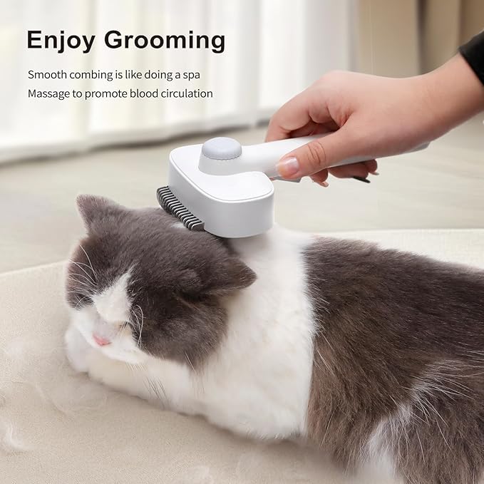 3Pcs Cat Brush, Cat Comb, Flea Comb for Cats Dogs, Dual-Sided Dematting and Deshedding, Dog Brush for Shedding Long Hair to Effectively Remove Thick Tangles or Matted Fur, White