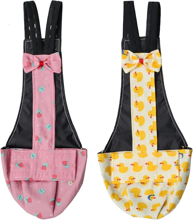BestParts 2pcs Adjustable Diaper Waterproof Reusable Diapers, Cloth Diaper Wearable Poultry for Farm Pet Goose, Duck, Chicken, Button Adjustable Version (Pink + Yellow, M(1.65-3.31pounds), 1, Count)