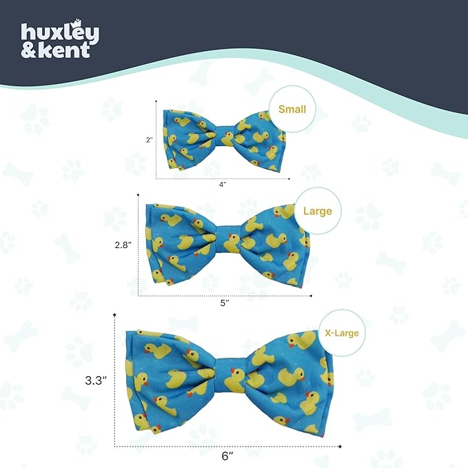 Huxley & Kent Pet Bow Tie for Dogs & Cats - Adjustable Hook & Loop Collar Accessory - Cute & Comfortable for Holidays & Celebrations - Lucky Ducky, Large