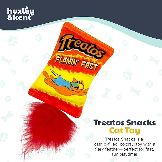 Huxley & Kent Plush Cat Toy - Interactive Catnip Toy for Cats & Kittens - Soft with Crinkle & Catnip - Fun Indoor Play - Treatos Snacks