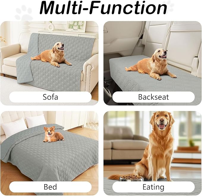 hyha Waterproof Dog Bed Blanket, Soft Pet Blankets, Waterproof Couch Cover for Dogs, Reversible Sofa Covers Washable for Furniture (30x70 Inch, Grey/Grey)