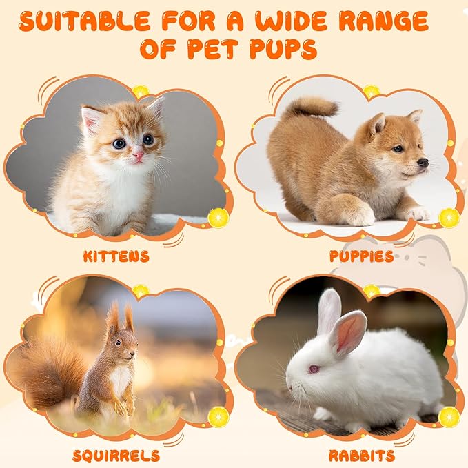 Pet Feeder Bottle Animal Feeding Bottles Kitten Bottles for Nursing Anti-Choking Design for Newborn Kittens Puppies Small Animals with 2 Pcs Replacement Nipple (Yellow, 20 ml)