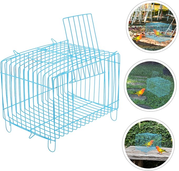 Toyvian Travel Parrot Cage Portable Metal Bird Carrier for Parakeets and Cockatiels Breathable Wire Structure for Enhanced Airflow for Outdoor Use