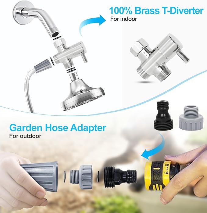 Dog Shower Attachment, Dog Bathing Supplies for Fast and Easy Bathing, Indoor and Outdoor Sprayer Includes Lick Mat and 8-Foot Flex Hose