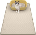 Large Cat Litter Mat 34"x22", Cat Litter Trapping Mat For Litter Box, Silicone Pet Feeding Mat With Raised Edges Waterproof, Beige