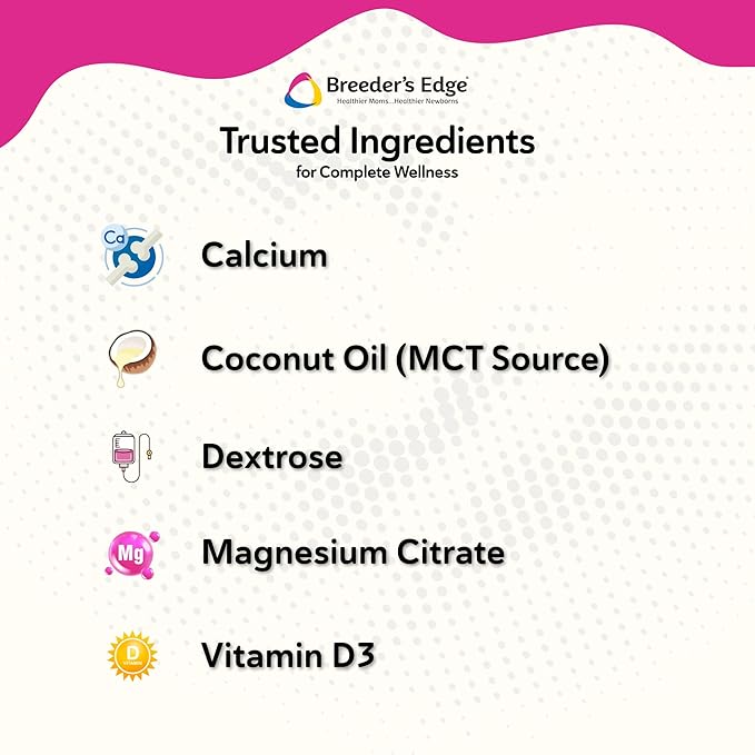 Breeder's Edge Oral Cal Plus Gel, Whelping and Queening Calcium Supplement Gel for Dogs and Cats Delivers 3 Calcium Sources in Labor to Support Strong and Normal Contractions, 15ml Paste