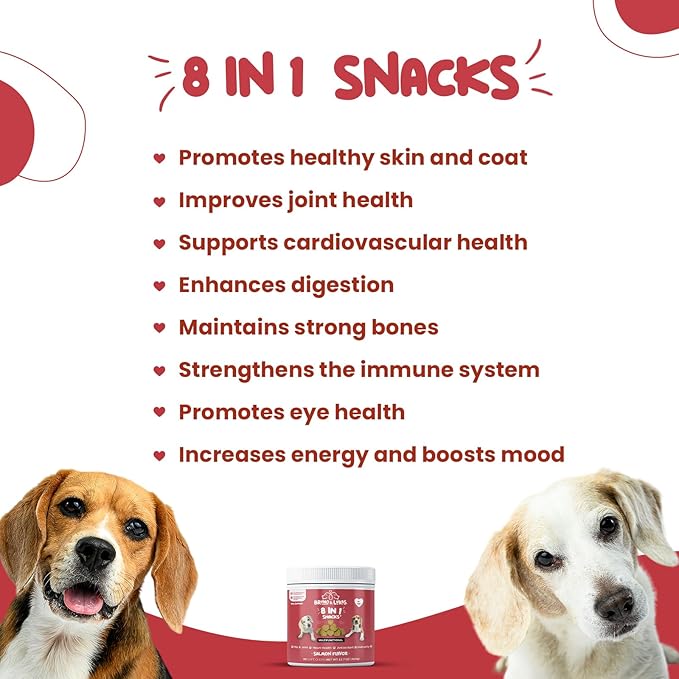 Multivitamin for Dogs – 8-in-1 Dog Multivitamins Chewable Supplement with Glucosamine for Joint Pain Relief, Hip & Joint Support, Skin & Coat Supplement with Omega Fish Oil – Salmon Flavor – 90 Chews