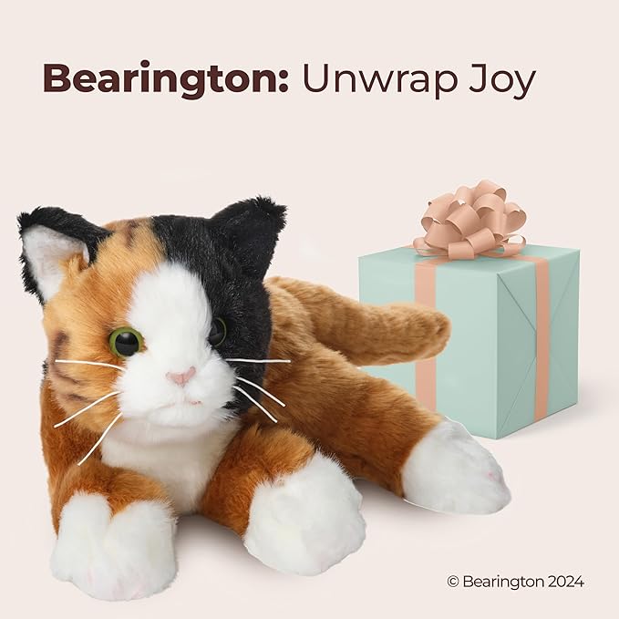 Bearington Callie Stuffed Cat Animal - 15" Realistic Calico Cat Plushies - Kitty Stuffed Animal with Soft Fur and Lifelike Details - Adorable, Cuddly Kitten Plush Gift for Kids and Toddlers