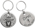 Artistic Handmade Hammered Collar Cat Dog ID Tags with Unique Handcrafted Design and Durable Stainless Steel, Personalized Deep Engraving with Your Own Text (Herladyship)