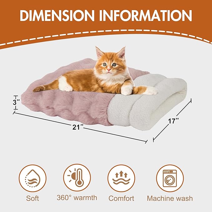 4 in 1 Self Warming Burrow Cat Bed, Pet Hideway Sleeping Cuddle Cave (Pink)