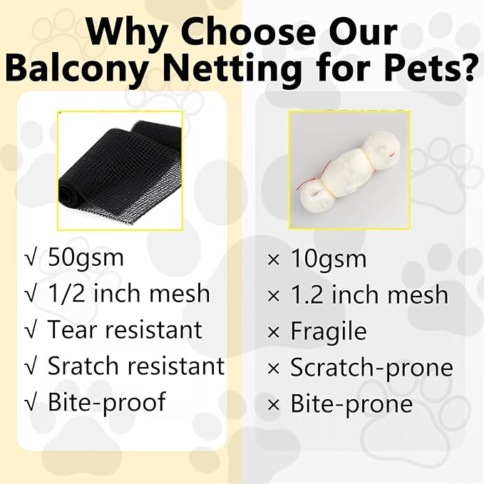 POYEE 10X20FT Cat Netting Balcony Protection Cat Barrier Balcony Safety Mesh Screen for Pets Catio for Apartment Balcony Window Stairs