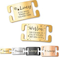 Anavia Slide On Silent Pet ID Tags, Fun Wild Flower Frame Design Personalized Engraved Plated Stainless Steel Cat Dog Name Tags, Glossy Customized Chew-Proof Quiet Dog Collar Tags (Medium, Gold)