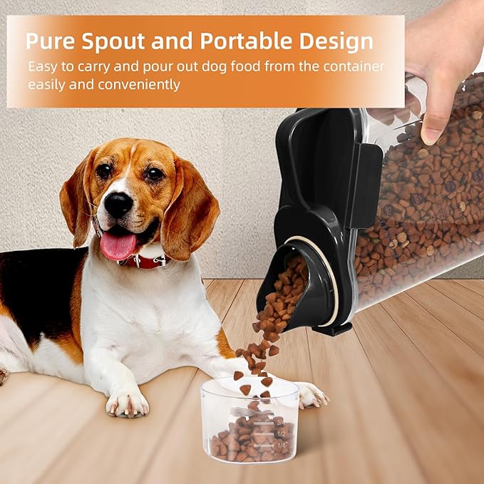 3-5LBS Airtight Pet Food Storage Containers PBA-free, With Large Nozzle/Measuring Cup/ 4 Press Buckle for Dogs, Cats, Birds, Chicken Lndoor and Outdoor Use -Black 2-pack