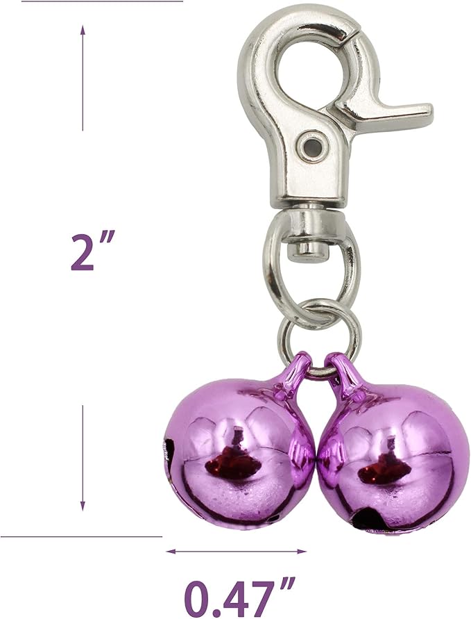 Bells for Dog Collars - 2 Pack Stainless Steel Bell Necklace for Dogs & Cat - Pet Pendant Accessories Training Collar Charm with Heavy Duty Snap Clips, Silver & Pink Christmas Gift
