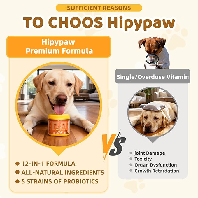Dog Multivitamin Chewable: 12-in-1 Dog Vitamins & Supplements with Glucosmine Chondroitin Probiotics Omega 3 Cod Liver Oil CoQ10 Astaxanthin for Joint Gut Heart Eye Brain Immune Support