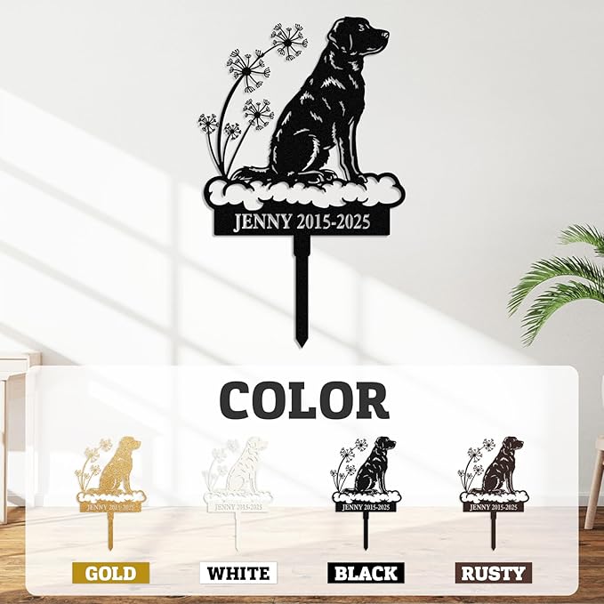 Personalized Pet Graves Marker Dog, Custom Pet Headstone, Waterproof Memorial Plaques for Outdoor, Pet Cemetery Markers Yard Decor, Memorial Garden Stakes, Dog Remembrance Gift Color07