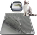 Cat Litter Mat Double Layer, Kitty Litter Box Mat Small Waterproof Urine Proof Trapping, Easy Clean, Silicone Cat Supplies & Accessories for Indoor Pets (Grey, 19.68x14.96x0.39 in)