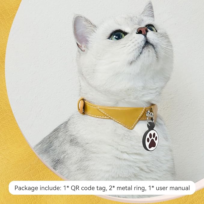 WhoseID QR Code Cat Tag, Modifiable Online Profile, Multiple Emergency Contact, Silicone Cat Tag, Lightweight, Waterproof, No Jinging, Collar Accessories (Medium to Large Breeds - 1.25", Purple)