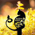 Personalized Butterfly Flowers Cat Memorial Grave Marker Garden Stake, Custom Pet Cat Memorial Stake Metal Sign Outdoor Grave Marker, Customized Cat Memorial Plaque Pet Tombstone Headstone