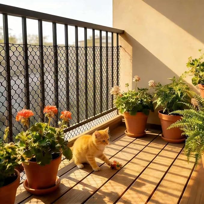 Plastic Chicken Wire Mesh Fencing, 15.7IN x 10FT Rigid Plastic Wire Mesh Fence Roll, Garden Balcony Fencing Barrier Netting for Farms, Poultry, Yards, Dog, Cat (0.4m x 3m)